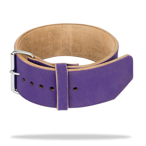 Wide Purple Casual Leather <b>Belt</b> with Alloy Double Pin Buckle and Tan Suede Inner Lining for Gym or Heavy Duty Use OEM - Product Image 1
