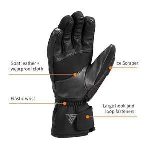 Gants de ski pour hommes en cuir/tissu imperméable coupe-vent à doigts séparés, chauds pour l'hiver, compatibles écran tactile – Vente chaude usine, personnalisables - Product Image 3
