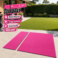 Tapis de frappe de golf modulaire commercial en nylon rose personnalisé 5x5FT pour simulateur de golf