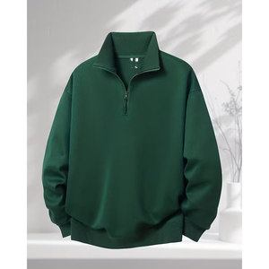 Sweat-shirt décontracté pour homme à col zippé, mélange polyester-coton, coutures de qualité supérieure, vêtements de mode européens - Product Image 1