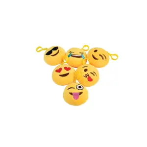 LLavero de peluche con forma de Smiley para hombre, llavero de peluche grueso con Clip, llavero con bolsa