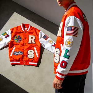 Veste universitaire pour homme OEM ODM, broderie chenille, veste de baseball personnalisée, streetwear - Product Image 3