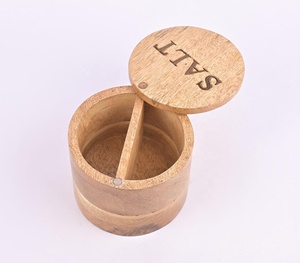 Boîte à sel en bois de manguier faite à la main créative de quantité minimale de commande basse avec fabricant de typographie personnalisé vente directe en usine - Product Image 2