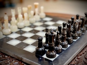 Black <b>Marble</b> White Onyx Modern Safe Fire Resistant Chess Set Natural Stone Board <b>Game</b> Handmade Pieces Dining Wall Living Room - Product Image 3