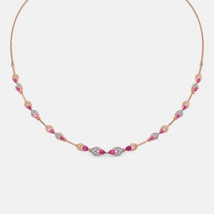 Rose Gold Plated <b>Choker</b> Necklace With Marquise Cut Diamonds And Pink Gemstones Plant Pattern Women's Luxury Jewelry - Product Image 3