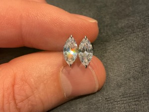 Boucles d'oreilles clous en diamant marquise de 1,5 carat cultivé en laboratoire, or 14 carats, certifié IGI, clarté VS1, style minimaliste, anniversaire, anniversaire de mariage - Product Image 4