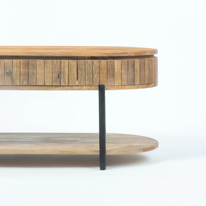 <b>Solid</b> <b>Wood</b> Top Modern Extendable Coffee With Iron Base And For Store Books And Storage Draw For Home Hotel Furniture - Product Image 6