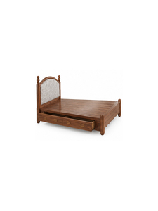 Traditional Platform <b>Bed</b> Queen Size with Woven Headboard and <b>Wooden</b> <b>Slats</b> Elegant Bedroom Furniture Antique Theme - Product Image 2