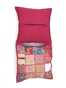 Housse de coussin brodée à la main, luxueuse et personnalisée, avec des motifs d'oiseaux et de fleurs, fabriquée en Inde pour la décoration du salon - Product Image 3