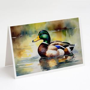 Mallard Whimsical A7 Tamaño 5x7 Tarjetas de notas en blanco Paquete de 8 tarjetas de felicitación con sobres - Product Image 1