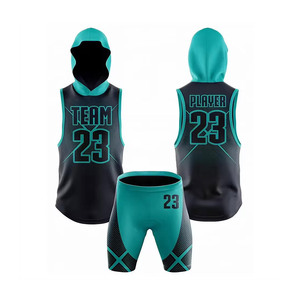 Custom Sublimated Basketball Jersey Set Blue <b>Red</b> White Hooded Sleeveless Moisture Wicking Unisex Adults All Seasons 7v7 Uniforms - Product Image 4