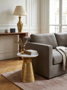 Home Poetry Modern <b>Round</b> Coffee <b>Table</b> With Hammered Finish 42 Cm Diameter Living Room Furniture Contemporary Design - Product Image 4