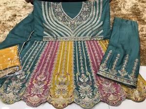Nuevo diseñador pesado Georgette bordado de alta calidad Indio y pakistaní étnico Punjab Gharara por Sterling Creations - Product Image 5