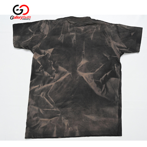 เสื้อยืดคอกลมแขนสั้นแบบย้อมสีเอซิด สีดำล้วน สไตล์วินเทจ สตรีทแวร์ ผู้ผลิตเสื้อยืดแบบสั่งทำพิเศษ - Product Image 2