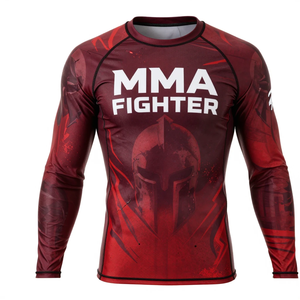 Camiseta de Compresión de Manga Larga para Luchadores de MMA, Diseño Sublimado de Secado Rápido, Color Rojo - Product Image 3