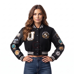 Chaqueta Varsity Personalizada para Mujer, Estilo Vintage, con Parches, Bordada, Estilo Urbano, Universitaria, HBCU, Informal - Product Image 1