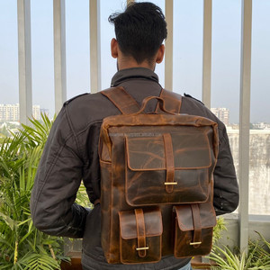 Nouveau sac d'école en cuir pleine fleur de voyage durable pour hommes personnalisé sac à dos pour ordinateur portable d'étudiant décontracté de sport d'affaires de haute qualité - Product Image 2