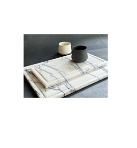 Plateau de service en marbre lourd pour usage professionnel en cuisine et présentation élégante sur table à manger - Product Image 1