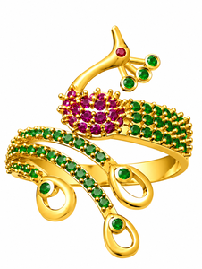 18K Gold Plated 925 Silver Animal Peacock Design <b>Cubic</b> <b>Zirconia</b> Round Brilliant Cut Prong Set <b>Ring</b> for Women <b>Wedding</b> Gift - Product Image 5