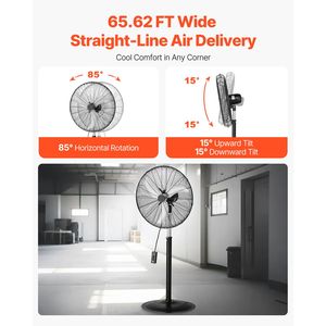 Ventilatore Industriale a Piantana da 30 Pollici con Oscillazione a 85 Gradi, Altezza Regolabile, 3 Velocità, Alta Potenza, Alimentazione CA per AU/US - Product Image 3
