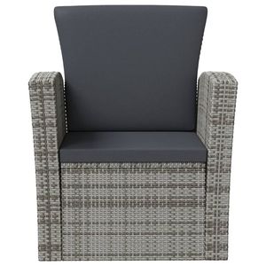 Ensemble de salon de jardin en polyrotin gris avec coussins gris foncé - Product Image 4