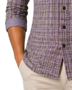 Camisa Casual a Cuadros Morada y Marrón Personalizada para Hombre, Corte Slim Fit, Manga Larga, Botones, Algodón, Elegante, Calidad Premium - Product Image 6