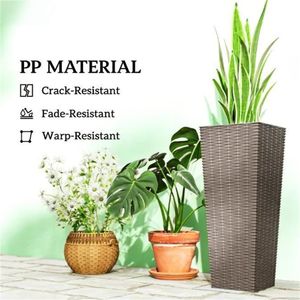 Juego de 2 Macetas y Jardineras de Plástico Marrón para Exteriores, para Jardín y Hogar - Product Image 3