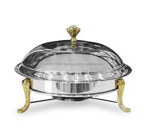 Used Food Stainless Steel Chaffing Dishes Round <b>Buffet</b> Food <b>Server</b> Custom Steel Chaffing Dishes Best Premium Quality From India - Product Image 3