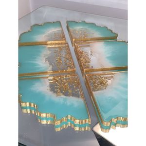 Sous-verres en résine élégants, formes ovales et rondes pour les accents de la maison - Ensembles de service de boissons - Product Image 1