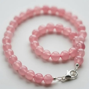 Collar de Cuarzo Rosa Hecho a Mano con Cuentas Lisas de 8mm, Gargantilla de Piedras Preciosas Naturales Rosadas, Joyería Elegante, Regalo para Mujer, Suministro de Boutique - Product Image 2