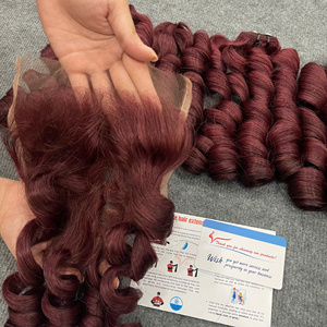 El Más Vendido a Nivel Mundial, Proveedor de Cabello Vietnamita Número 1, Cabello Virgen Rizado y Voluminoso Color Rojo Vino de 100g, Super Double Drawn, Alta Calidad para Pelucas - Product Image 5