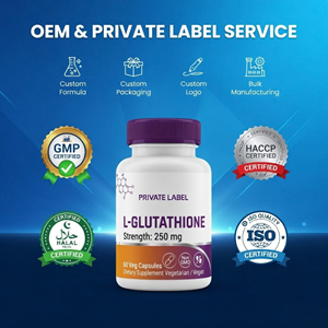 Cápsulas Vegetarianas de L-Glutatión 250mg de Marca Privada, Suplemento Dietético, Fabricante OEM, Cápsulas Veganas Sin GMO - Product Image 4