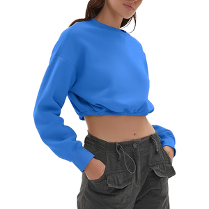 Sudadera Corta para Mujer al por Mayor, Personalizada, Holgada, de Forro Polar, Cuello Redondo, Estilo Casual Urbano, Ropa de Gimnasio y Entrenamiento - Product Image 2
