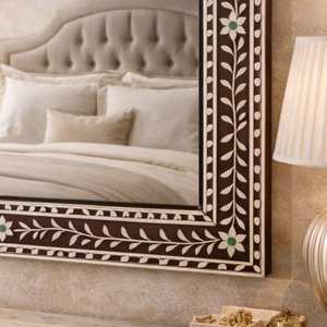 Stylish Modern High Quality Handmade Wall <b>Mirror</b> Bone Inlay Detailing for Bedroom or Bathroom Decor By BELLDEC - Product Image 2
