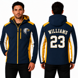 Custom Team Softshell <b>Jacket</b> <b>With</b> Hood Front Logo Embroidery Player Name Number Back Club Outerwear Wholesale Clubs Teams - Product Image 2
