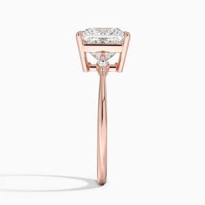 Anillo de Diamantes con Corte Princesa, Diamante Cultivado en Laboratorio, Tres Piedras Laterales en Forma de Cometa, Oro 14K/18K, Joyería Fina Petite Cometa, Anillo de Regalo de Lujo - Product Image 6