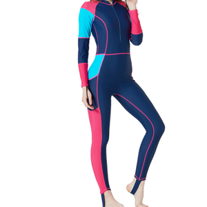 Combinaison de plongée intégrale pour femme, manches longues, col montant, color-block, anti-UV, en Spandex et Nylon, pour l'été, le surf et la plongée ; également disponible pour homme. - Product Image 2