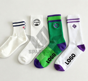Chaussettes mi-mollet pour hommes SPARKWELL INDUSTRY, couleur unie, en coton respirant, décontractées, pour usage quotidien, blanc, noir, printemps, automne - Product Image 5