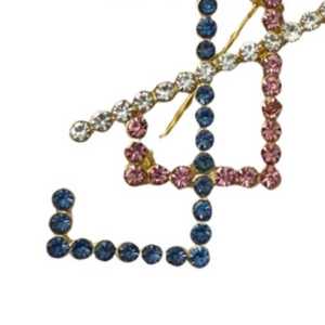 Épingle à strass JJOA rose et bleue, design J avec strass, broche élégante pour vestes et accessoires, bijou raffiné - Product Image 4