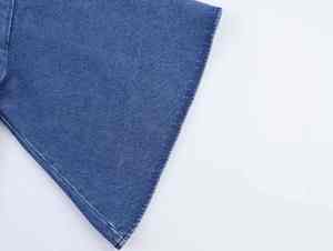 Kimono en jean de qualité supérieure, nouvelle mode, col vintage, manches longues, boutonné, s'accorde avec tout, hauts en jean pour femmes - Product Image 4