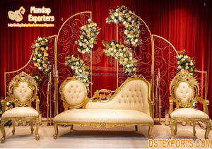 Patrón de diseño especial Panel de fondo de metal dorado Boda moderna Arco de metal al aire libre Comprar arcos de metal de alta calidad para bodas - Product Image 2