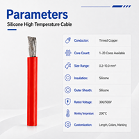 Cable Eléctrico de Silicona de Alta Temperatura, Multifilar, de Cobre Estañado, 300/500V, Resistente al Calor, en Rollo