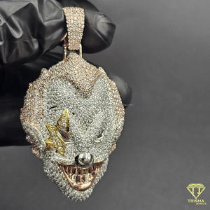 Collar con Colgante de Cara de Animal Personalizado en Plata de Ley 925 con Diamantes Cultivados en Laboratorio Totalmente Cubiertos de Diamantes - Product Image 2