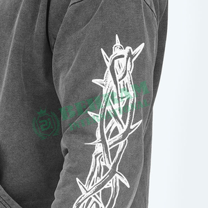 Sudadera con capucha de alta calidad, gruesa, con estampado lavado a la piedra, personalizada para hombre, transpirable, para otoño. - Product Image 6