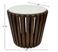 Table basse ronde en marbre, table d'appoint en bois massif, finition naturelle, table d'appoint pour salon