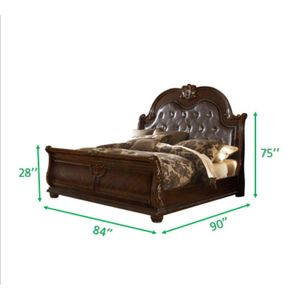 Testiera letto matrimoniale in legno di noce scuro stile tradizionale Roma, imbottita con bottoni, realizzata con materiali durevoli - Product Image 2