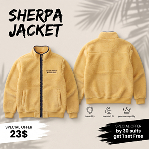 Chaqueta de lana sherpa de alta calidad para invierno, abrigo polar premium para exteriores, chaqueta de lana sherpa, chaqueta de lana afelpada con cremallera. - Product Image 1