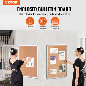 36 "x 24" telaio in alluminio chiuso in sughero pannello chiudibile a chiave in acrilico porta 2 chiavi resistente agli agenti atmosferici per la visualizzazione a parete della scuola di casa ufficio - Product Image 2