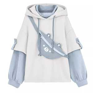 Korean Style Two-Piece Unisex Hoodie Kawaii Oversized Sweatshirt 100% Cotton Camouflage <b>Cute</b> <b>Bear</b> Crossbody Bag Custom Logo - Product Image 2