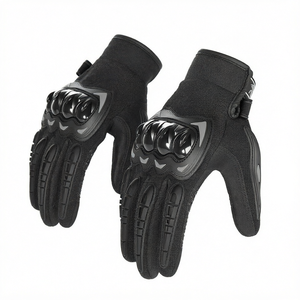 Nouveaux gants de moto unisexes en cuir véritable respirant à doigts complets pour l'été, avec fermeture auto-agrippante - Product Image 4